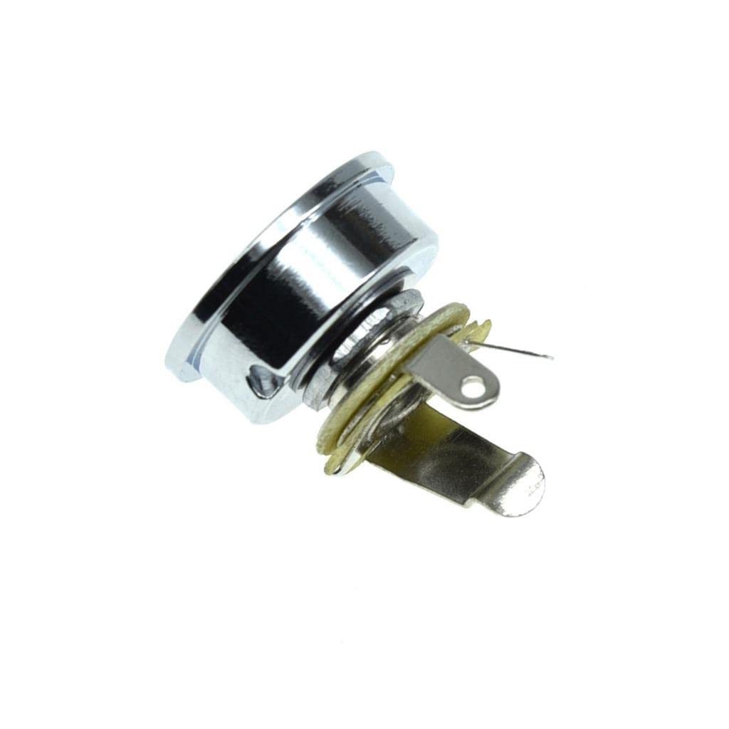 Dopro Chrome Electric Guitar Jackplate Metric Brass Electrosocket Jack Plate with Nickel Brass Mono Output Jack and Screws Fits